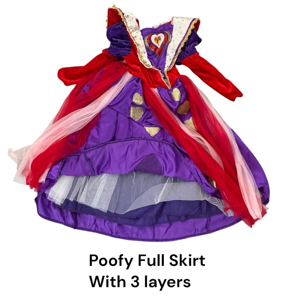 Alice Wonderland Costume Queen of Hearts Red Purple Gold Cracker Barrel Girl 4/5 - Picture 3 of 16